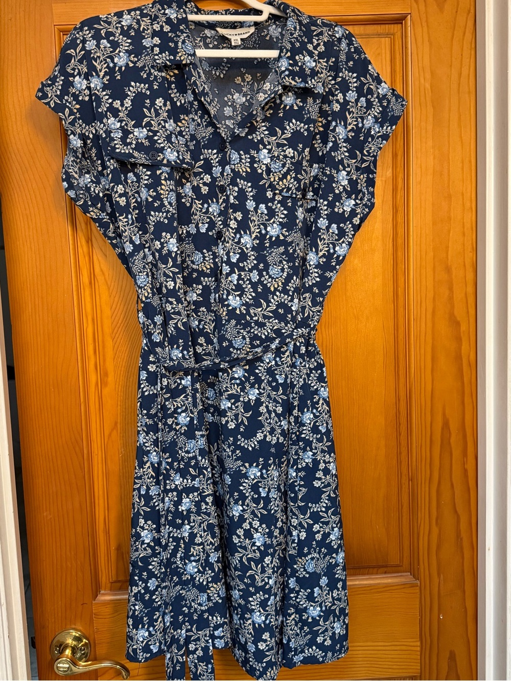Lucky Brand Navy Blue Floral Shirt Dress